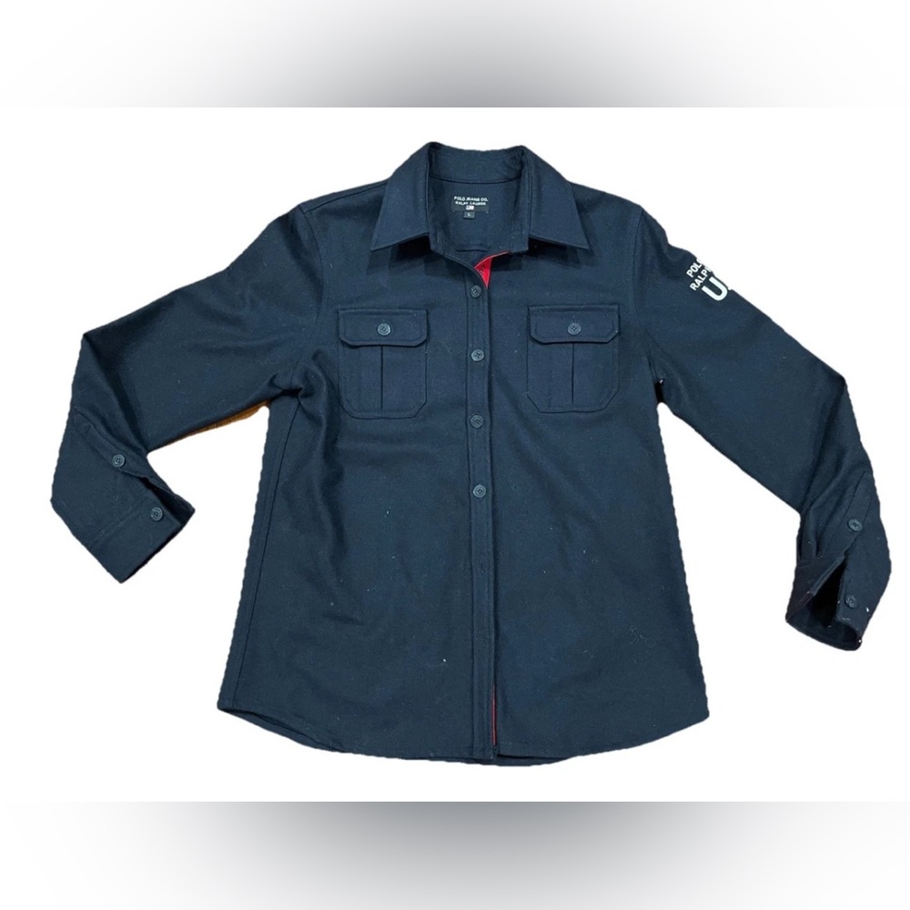Polo Ralph Lauren U.S.N. Wool Blend CPO Shirt Jacket Navy Blue Men's Large L